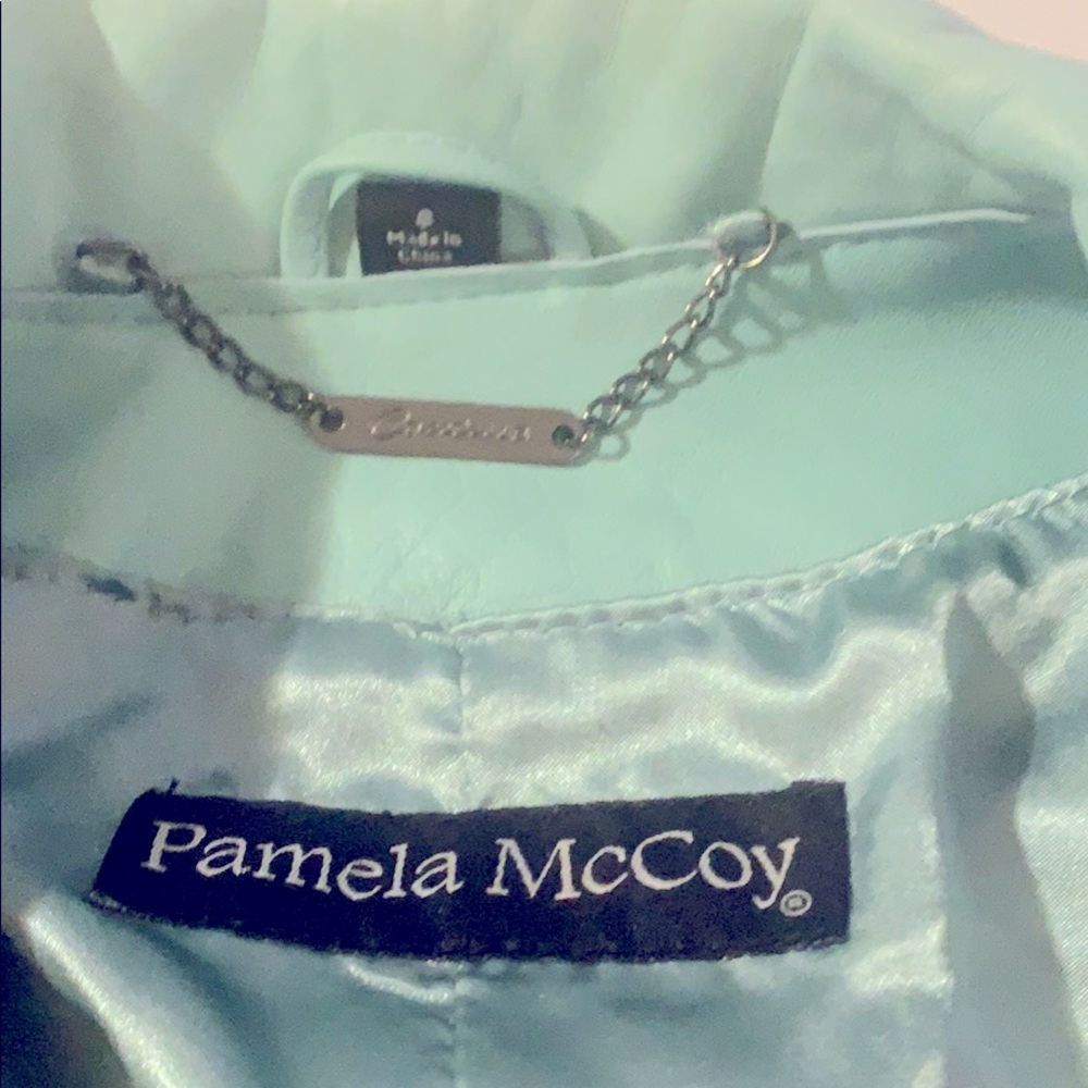 Pamela McCoy mint green leather jacket